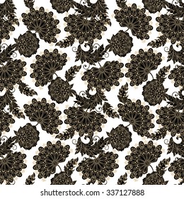 vintage pattern in indian batik style. floral vector background