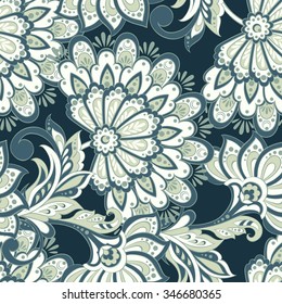 vintage pattern in indian batik style. floral vector background