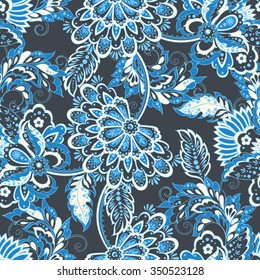 vintage pattern in indian batik style. floral vector background