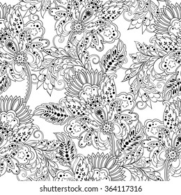 vintage pattern in indian batik style. floral vector background