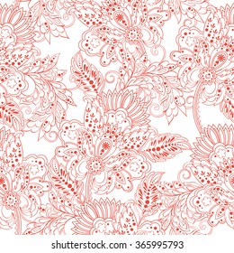 vintage pattern in indian batik style. floral vector background