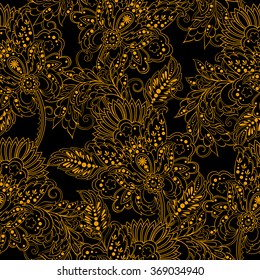 vintage pattern in indian batik style. floral vector background