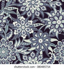 vintage pattern in indian batik style. floral vector background