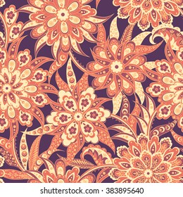 vintage pattern in indian batik style. floral vector background