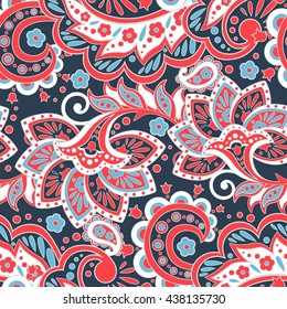 vintage pattern with indian batik style flowers. floral vector background