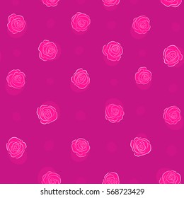 Vintage pattern with indian batik style rose flowers. Floral vector background. Seamless pattern with magenta roses.