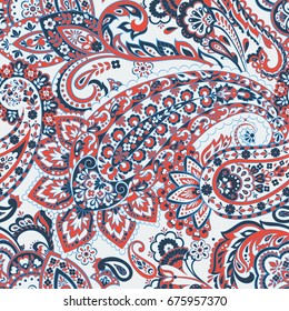 vintage pattern with indian batik style paisley. floral vector background