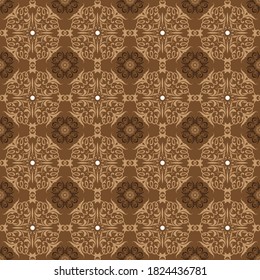 Vintage pattern for Indonesian batik clothes with smooth brown color design.