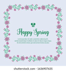 Vintage Pattern of leaf and wreath frame, for happy spring greeting card design. Vector