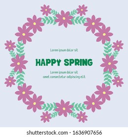 Vintage Pattern of leaf and wreath frame, for happy spring greeting card design. Vector