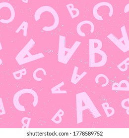 Vintage pattern with letters seamless for decoration design. Modern abstract vector background. Handwritten brush lettering. Hand drawn style.