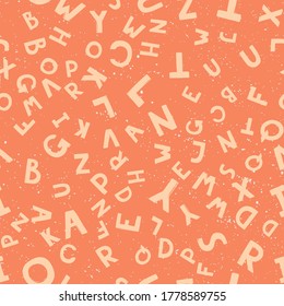 Vintage pattern with letters seamless for decoration design. Modern abstract vector background. Handwritten brush lettering. Hand drawn style.