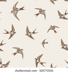 vintage pattern with little swallows