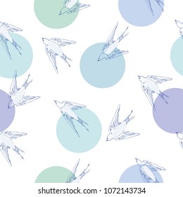 vintage pattern with little swallows