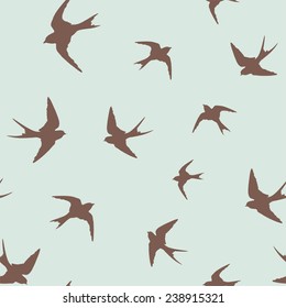 vintage pattern with little swallows 