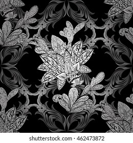 Vintage pattern on black background with white elements.