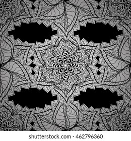 Vintage pattern on black background with white elements.
