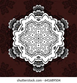 Vintage pattern on colorful background with elements. Christmas, snowflake, new year. Pattern on colorful background with white elements.