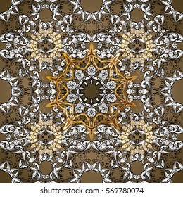 Vintage pattern on dark background with golden elements.