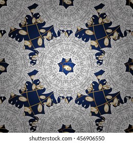 Vintage pattern on dark gradient blue background with golden elements. Vector illustration.