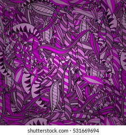 Vintage pattern on doodles background. White, lilac, pink lines background. Vector.