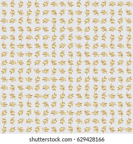 Vintage pattern on gray background. Seamless pattern with golden elements for design in retro style. Universal vector pattern for wallpapers, textile, fabric, wrapping paper, packaging box etc.