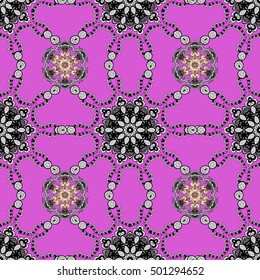 Vintage pattern on mandala round background with white flower. White, pink mandalas background.