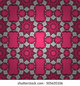Vintage pattern on mandala round background with white flower. White, pink mandalas background.