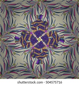 Vintage pattern on mandala white background with floral elements. Vector.