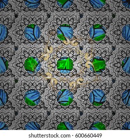Vintage pattern on petals background with white elements. Flat hand drawn vintage collection. Backdrop, fabric, white wallpaper. Vector white seamless pattern.