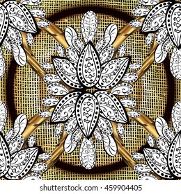 Vintage pattern on radial gradient background with golden elements.