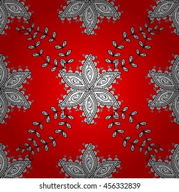 Vintage pattern on red background with white floral elements.