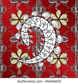 vintage pattern on red background with golden elements.