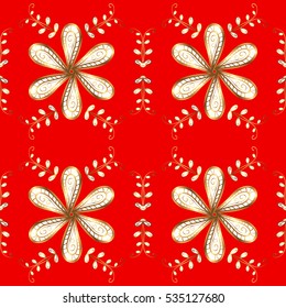 Vintage pattern on red background with golden elements.