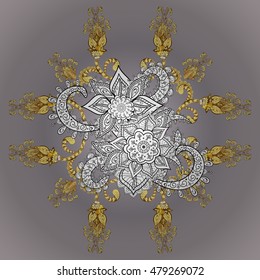 Vintage pattern on white background with golden elements.