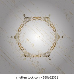Vintage pattern on white background with golden elements. Christmas, snowflake, new year.