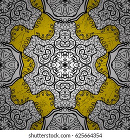 Vintage pattern on a yellow background with white elements. Vector illustration.
