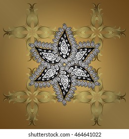 vintage pattern on yellow and golden gradient background with white elements.