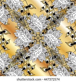 Vintage pattern on yellow stripe background. Vector illustration.