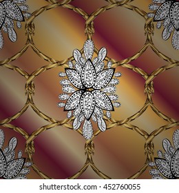 Vintage pattern on yellow stripe gradient background with golden elements.