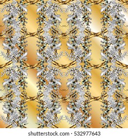 Vintage pattern on yellow stripe background. Vector illustration.