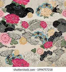 Vintage pattern with oriental style floral motifs, perfect for decoration and textiles