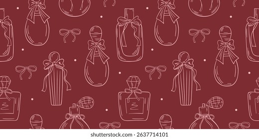 Vintage pattern with perfume bottles and bows