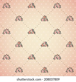 Vintage pattern with pink roses