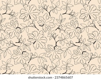 Vintage pattern with plants, herbs and flowers. Flower background for flower shop with label designs and for cosmetics packaging