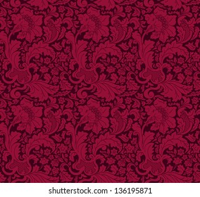 vintage, pattern, retro, flower, stylization, baroque, red