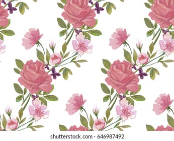 Vintage Pattern with roses. watercolor