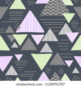Vintage pattern of seamless triangle hand drawn background