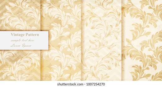 Vintage pattern set of classic ornaments in beige color Vector