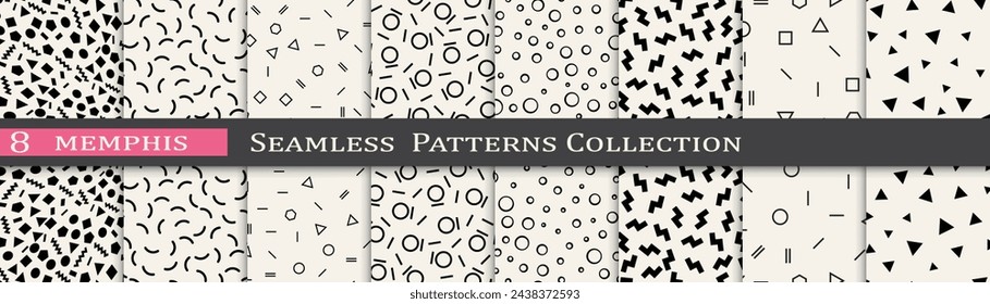 Vintage pattern set. Minimal retro line print. Memphis pattern unique collection.